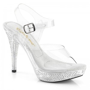 Pleaser Elegant-408 Women's Platform Heels Sandals Clear | NZ YIVXJD