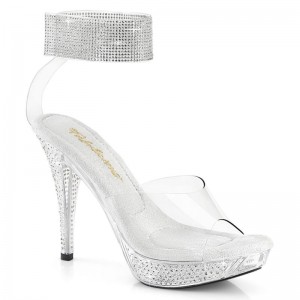 Pleaser Elegant-442 Women's Platform Heels Sandals Clear | NZ LTMKXD