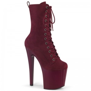 Pleaser Enchant-1040 Women's Heels Boots Burgundy | NZ FWVXHD