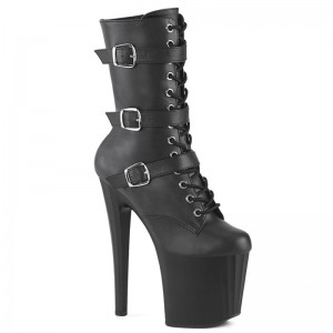 Pleaser Enchant-1043 Vegan Leather Women's Heels Boots Black | NZ DLXZGC