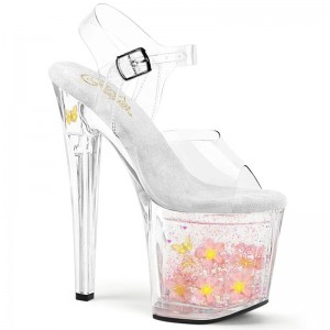 Pleaser Enchant-708AQUA-01 Women's Platform Heels Sandals Pink / Clear | NZ ESADMX