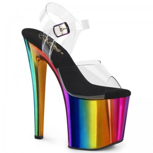 Pleaser Enchant-708RC Women's Platform Heels Sandals Multicolor / Clear | NZ QLKTXB