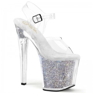 Pleaser Enchant-708RSI Women's Platform Heels Sandals Silver / Clear | NZ RSCGKH