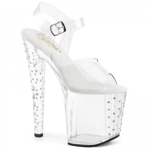 Pleaser Enchant-708RS Women's Platform Heels Sandals Clear | NZ AQZSED