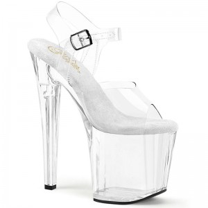 Pleaser Enchant-708 Women's Platform Heels Sandals Clear | NZ FEQUZO