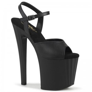 Pleaser Enchant-709 Vegan Leather Women's Platform Heels Sandals Black | NZ CHBXOM