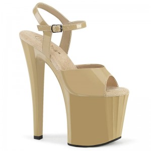 Pleaser Enchant-709 Women's Platform Heels Sandals Beige | NZ DPAMNC