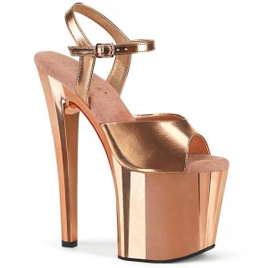 Pleaser Enchant-709 Women's Platform Heels Sandals Rose Gold | NZ BNMKXG