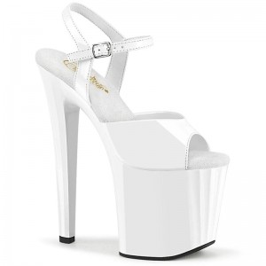 Pleaser Enchant-709 Women's Platform Heels Sandals White | NZ OCULRI