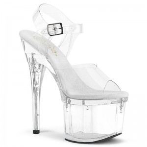 Pleaser Esteem-708 Women's Platform Heels Sandals Clear | NZ CWLBHD