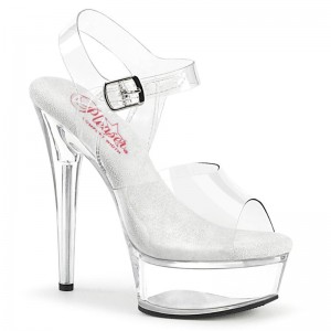 Pleaser Excite-608 Women's Platform Heels Sandals Clear | NZ HQYZSF