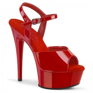 Pleaser Excite-609 Women's Platform Heels Sandals Red | NZ SPOZGH