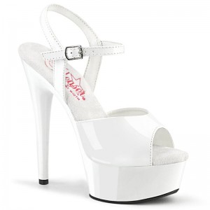 Pleaser Excite-609 Women's Platform Heels Sandals White | NZ ICTMDU