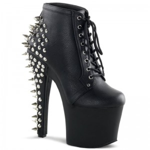 Pleaser Fearless-700-28 Vegan Leather Women's Heels Boots Black | NZ VNCMWZ