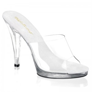 Pleaser Flair-401 Women's Platform Slides Clear | NZ ASILZJ