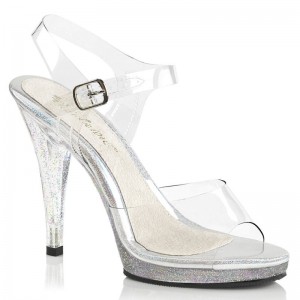 Pleaser Flair-408MG Women's Heels Sandals Clear | NZ YAFUWX