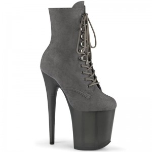 Pleaser Flamingo-1020FST Women's Heels Boots Grey | NZ DZXIRV