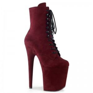 Pleaser Flamingo-1020FS Women's Heels Boots Burgundy | NZ RQWMCG