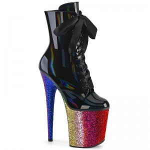 Pleaser Flamingo-1020HG Women's Heels Boots Black / Multicolor | NZ XDFZGW