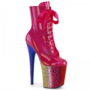 Pleaser Flamingo-1020HG Women's Heels Boots Pink / Multicolor | NZ DRMYGF