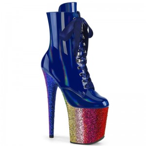 Pleaser Flamingo-1020HG Women's Heels Boots Blue / Multicolor | NZ SEQZKJ