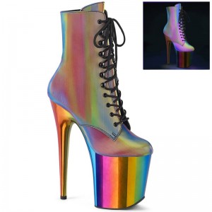 Pleaser Flamingo-1020RC-REFL Women's Heels Boots Multicolor | NZ QUAVXL