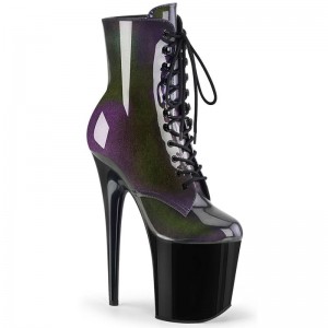 Pleaser Flamingo-1020SHG Women's Heels Boots Purple / Black | NZ SFVLXN