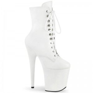 Pleaser Flamingo-1020WR Vegan Leather Women's Heels Boots White | NZ SGABOX