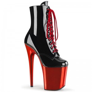 Pleaser Flamingo-1020 Women's Heels Boots Black / Red | NZ OTKRDG