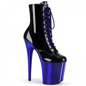 Pleaser Flamingo-1020 Women's Heels Boots Black / Blue | NZ ABRPMN