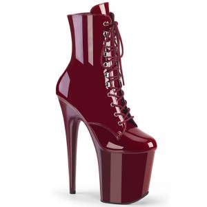 Pleaser Flamingo-1020 Women's Heels Boots Burgundy | NZ CMASOE