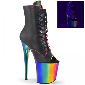 Pleaser Flamingo-1021RC-02 Women's Heels Boots Black / Multicolor | NZ LIMJRE