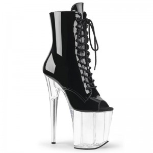 Pleaser Flamingo-1021 Women's Heels Boots Black / Clear | NZ DLRFQB