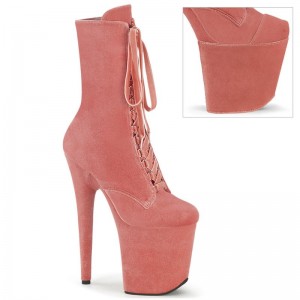 Pleaser Flamingo-1045VEL Women's Heels Boots Pink | NZ RDVOKW