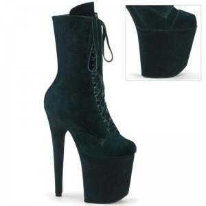 Pleaser Flamingo-1045VEL Women's Heels Boots Green | NZ WIAUKL