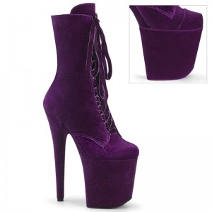 Pleaser Flamingo-1045VEL Women's Heels Boots Purple | NZ JXBAHZ