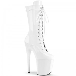 Pleaser Flamingo-1050 Women's Heels Boots White | NZ QUBYGW