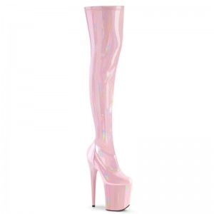 Pleaser Flamingo-3000HWR Women's Thigh High Boots Pink | NZ YQATBO