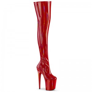 Pleaser Flamingo-3000HWR Women's Thigh High Boots Red | NZ KCYHGN