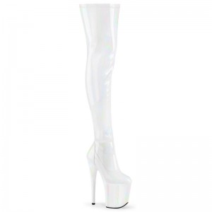 Pleaser Flamingo-3000HWR Women's Thigh High Boots White | NZ OIEPCX