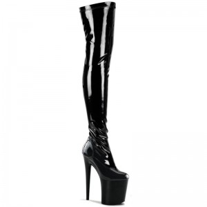 Pleaser Flamingo-3000 Women's Thigh High Boots Black | NZ GJDMNT