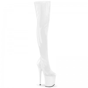 Pleaser Flamingo-3000 Women's Thigh High Boots White | NZ WSYVCL