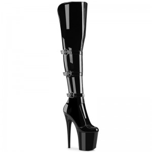 Pleaser Flamingo-3018 Women's Thigh High Boots Black | NZ WPZHQX