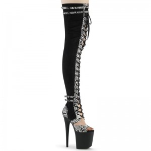 Pleaser Flamingo-3027SP Suede Women's Thigh High Boots Black | NZ YBSDTH