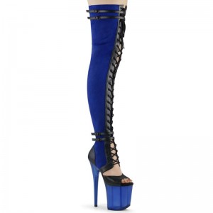 Pleaser Flamingo-3027 Women's Thigh High Boots Blue | NZ YXDVWL