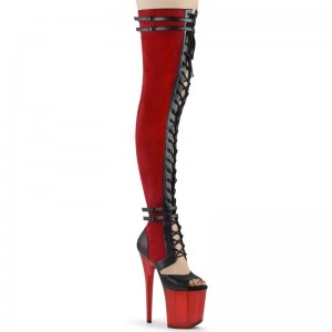 Pleaser Flamingo-3027 Women's Thigh High Boots Red | NZ PAREQS