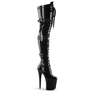 Pleaser Flamingo-3028 Women's Thigh High Boots Black | NZ MXBUDO