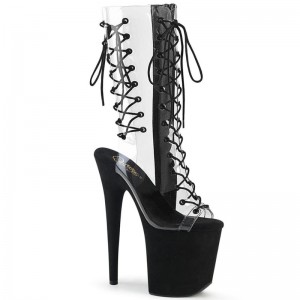 Pleaser Flamingo-800-60FS Women's Heels Boots Black / Clear | NZ UIFAKO