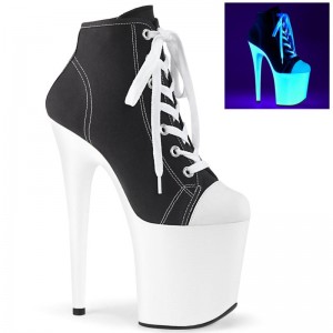 Pleaser Flamingo-800SK-02 Women's Heels Boots Black / White | NZ IXYQSK