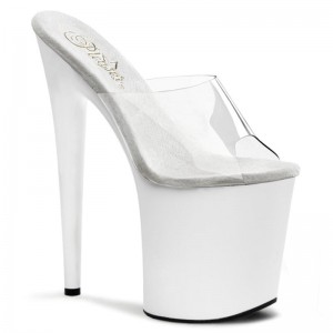 Pleaser Flamingo-801 Women's Platform Slides White / Clear | NZ OMWBFC